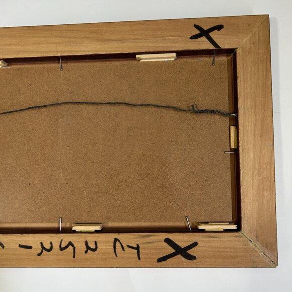 Vintage Framed Landscape Oil Painting Autumn Lake Scene Country Houses Singed - Picture 9 of 13